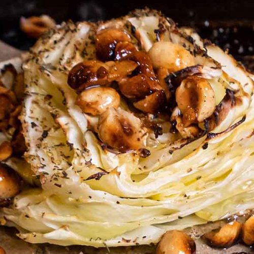 Oil and lemon marinated cabbage with butter roasted hazelnuts thumb