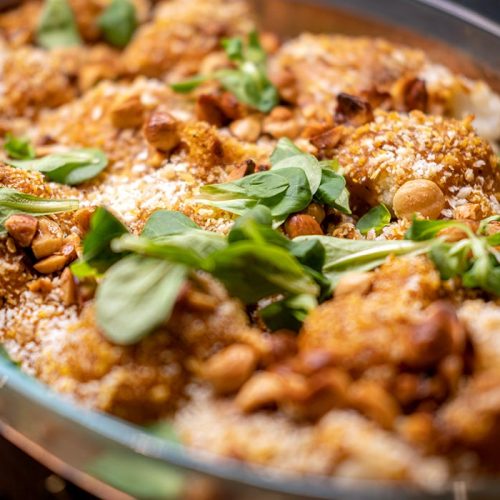 Cauliflower fennel gratin with hazelnuts curry smoked paprika