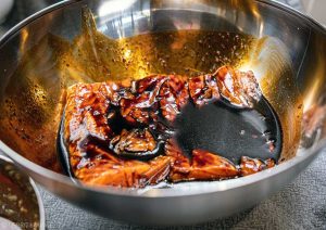 Marinated Salmon with Pak Choi garlic lemon soy sesame