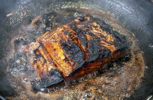 Marinated Salmon with Pak Choi garlic lemon soy sesame