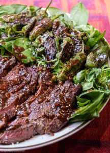 Flank steak with Asian sauce garlic ginger hoisin fish