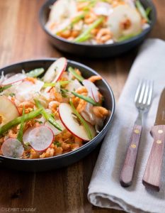 Shrimps with apple, horseradish and fennel radish cayenne lemon