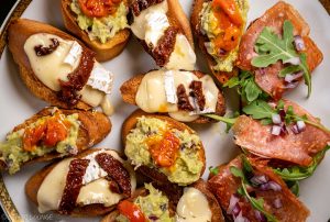 Crisp Mouthwatering Bruschetta crunchy salami brie avocado