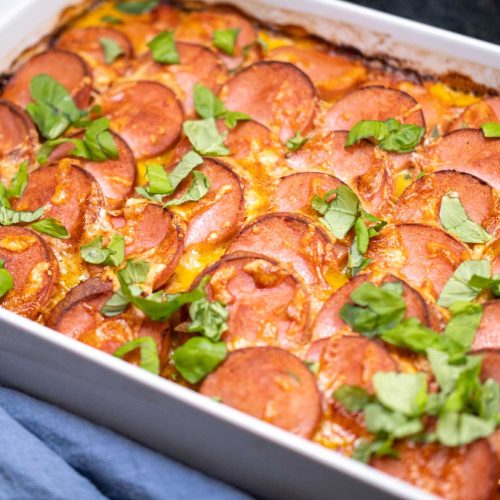 Potato cake with Falu sausage Swedish Falukorv family everyday