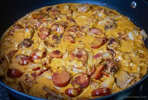 rich pork stew with chorizo and bacon Flavorful One-Pot Pork Mix