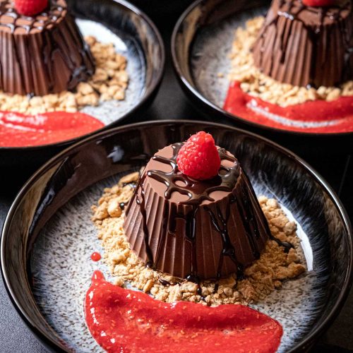 Ice Cream Cups with Chocolate raspberry puree digestive