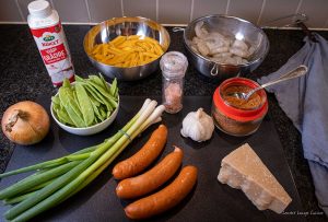 Creole Shrimp Pasta with Sausage spicy easy quick Vannamei garlic penne